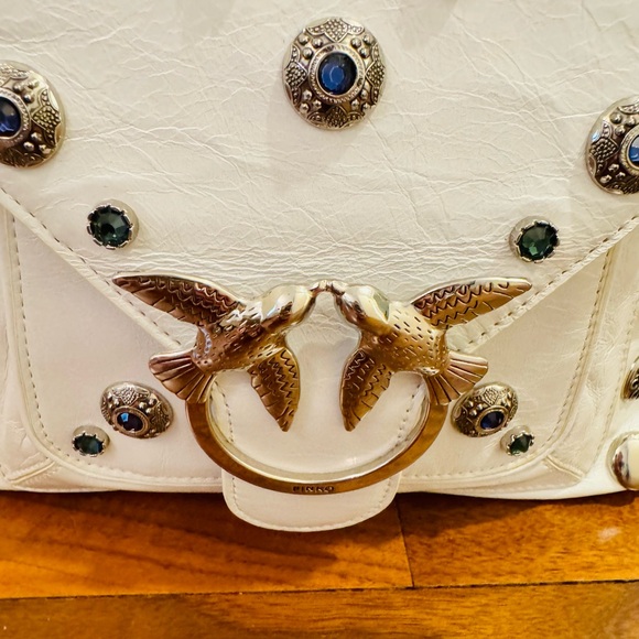 PINKO Top Handle White Leather Bag - Picture 2 of 4